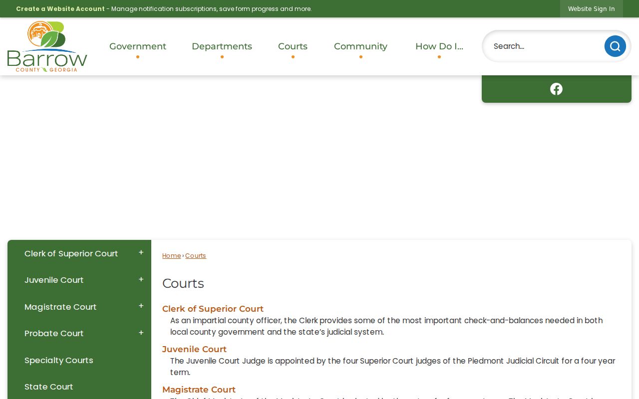 Barrow County courts directory for court docket routing