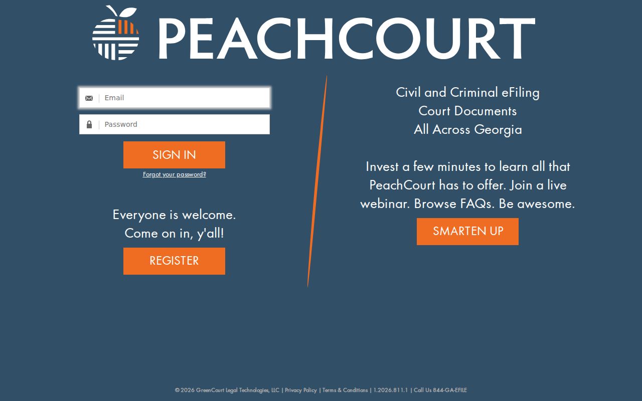 PeachCourt account screen used for Barrow County Superior Court access